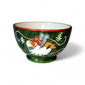 VTG Certified International Hand Painted Winter Fun Snowman Bowl Susan Winget
